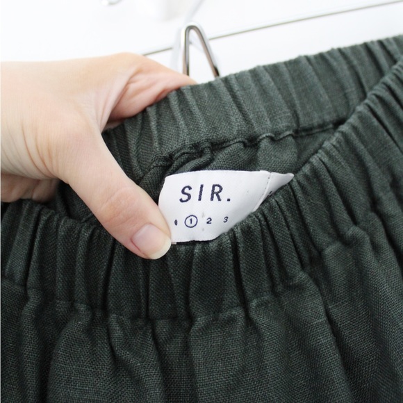 SIR The Label / Revolve Stefi Linen Off Shoulder Ruffle Mini Dress in Dark Olive - Picture 11 of 11